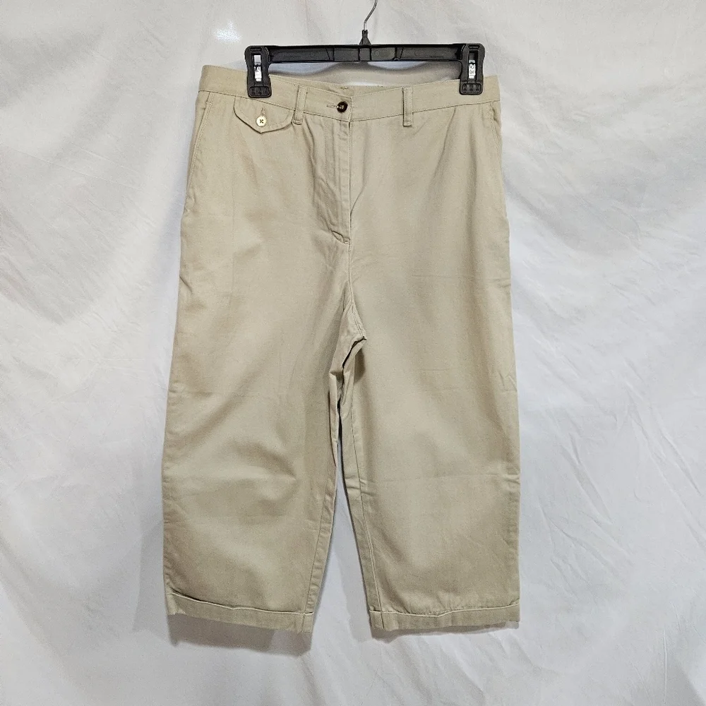 Lauren Ralph Lauren Chino Pants Women's Size 8 Beige 100% Cotton Gold Buttons